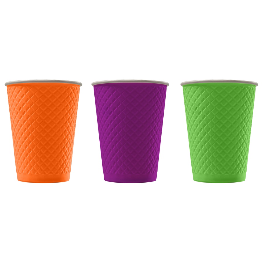 Disposable embossed double wall paper cup "Waffle Color" 12 oz (300 ml)