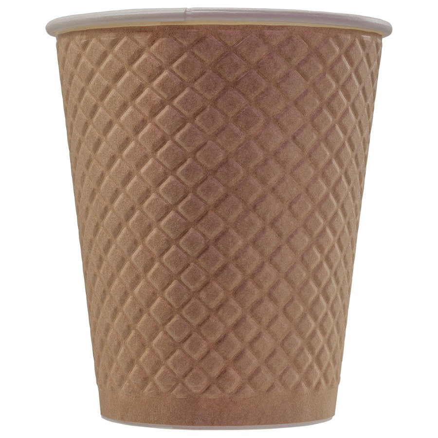 Disposable embossed double wall paper cup "Waffle Kraft" 8 oz (250 ml)