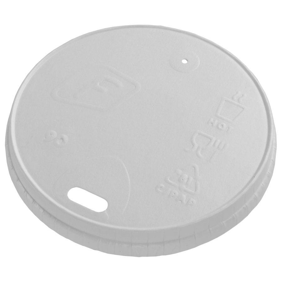 Papierdeckel mit Trinkloch für Becher d90 mm, weiß
