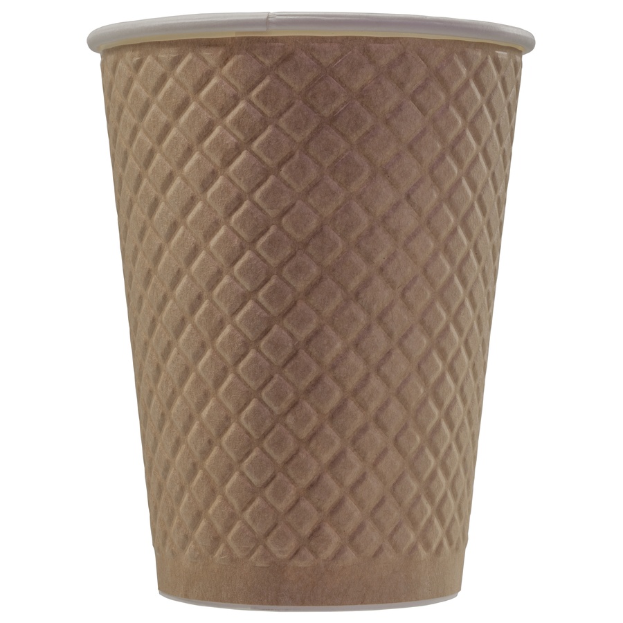 Disposable embossed double wall paper cup "Waffle Kraft" 12 oz (300 ml)