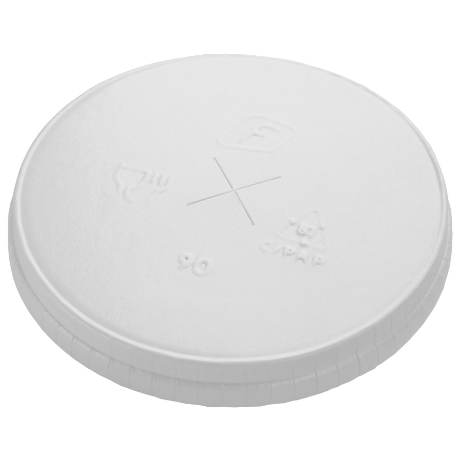Coperchio di carta con foro per la cannuccia d90 mm, bianco